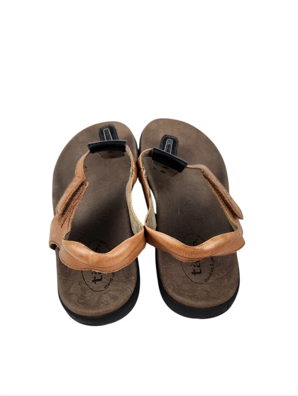 Taos Storyteller Boho Beaded Accent T-Strap Leather Sandals  Womens Size 9